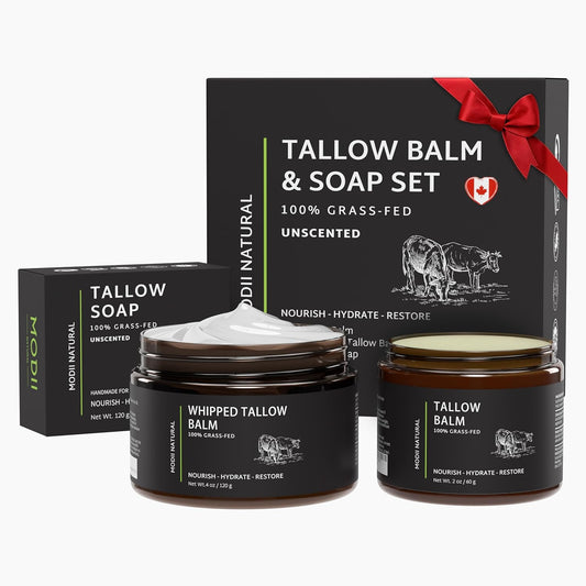 Why grass‑fed tallow skincare works: our unscented balm & soap set