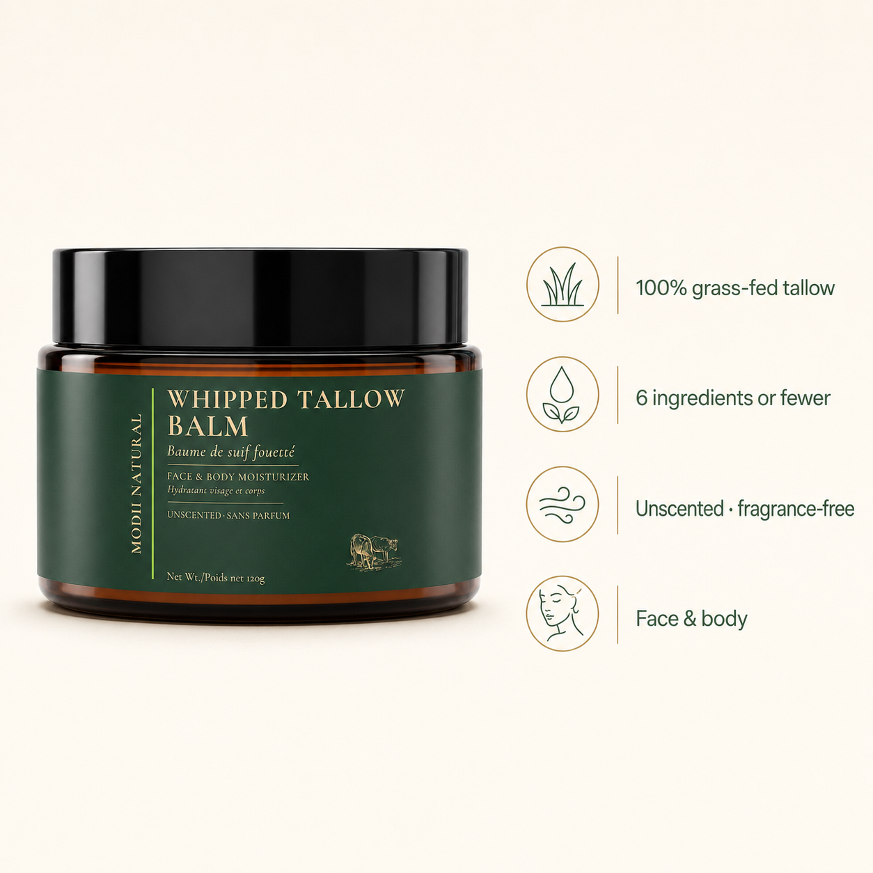MODII Natural Whipped Tallow Balm (120g)