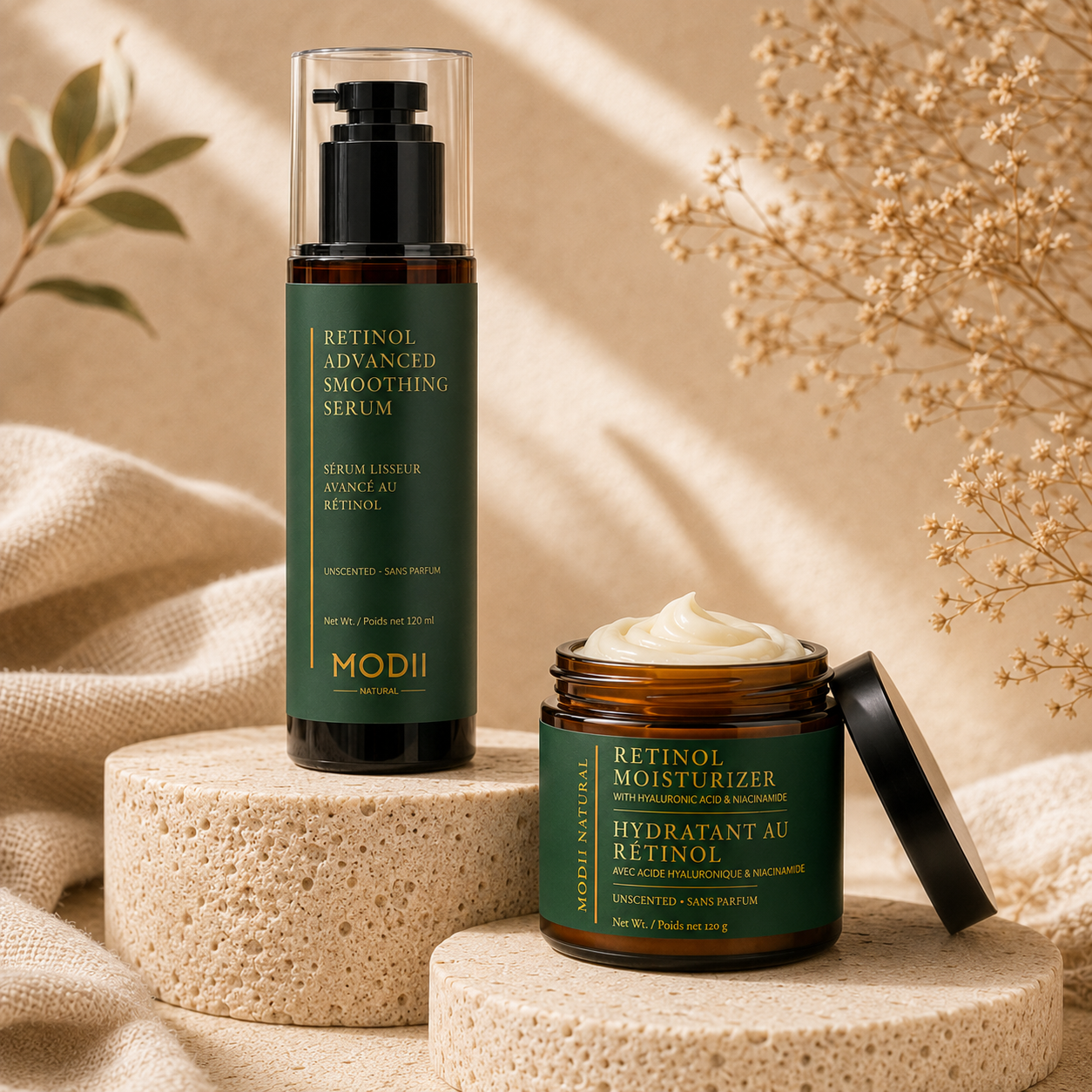 MODII Natural Retinol Renewal Duo serum and moisturizer