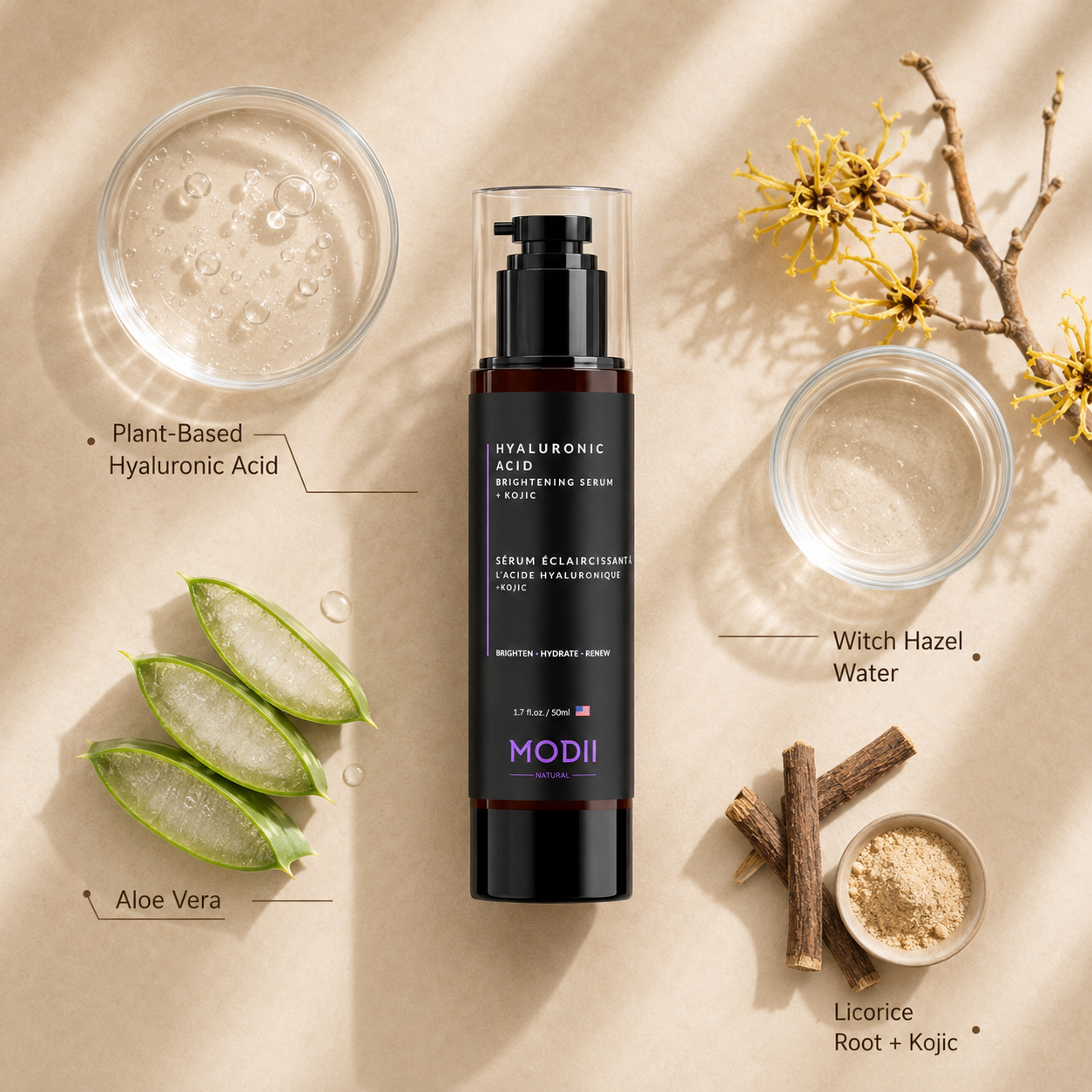 MODII Natural Hyaluronic Acid Brightening Serum + Kojic - 50ml