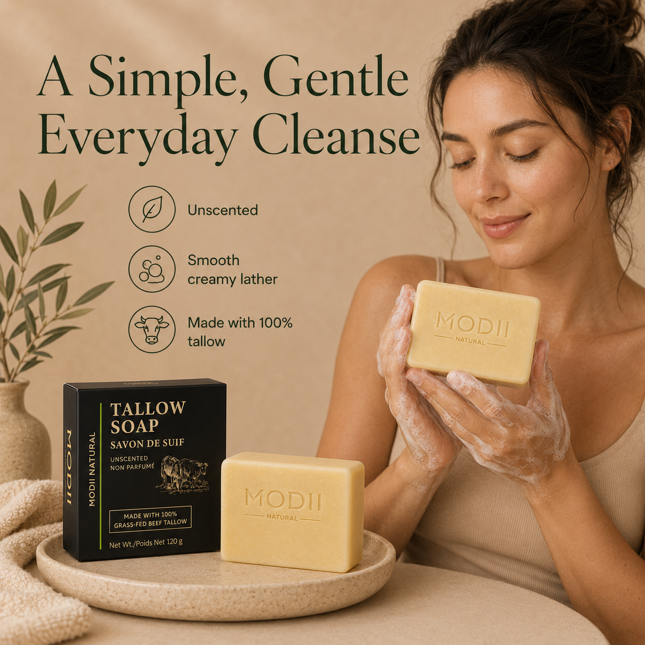 MODII Natural Handmade Tallow Soap - 120g