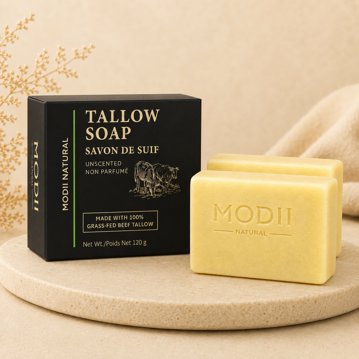 MODII Natural Handmade Tallow Soap - 120g