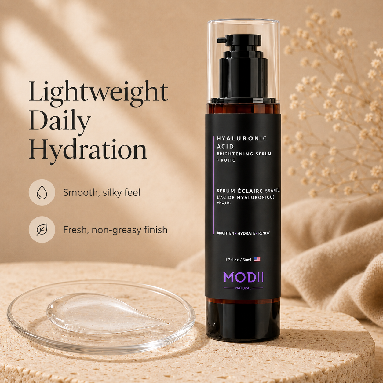 MODII Natural Hyaluronic Acid Brightening Serum + Kojic - 50ml