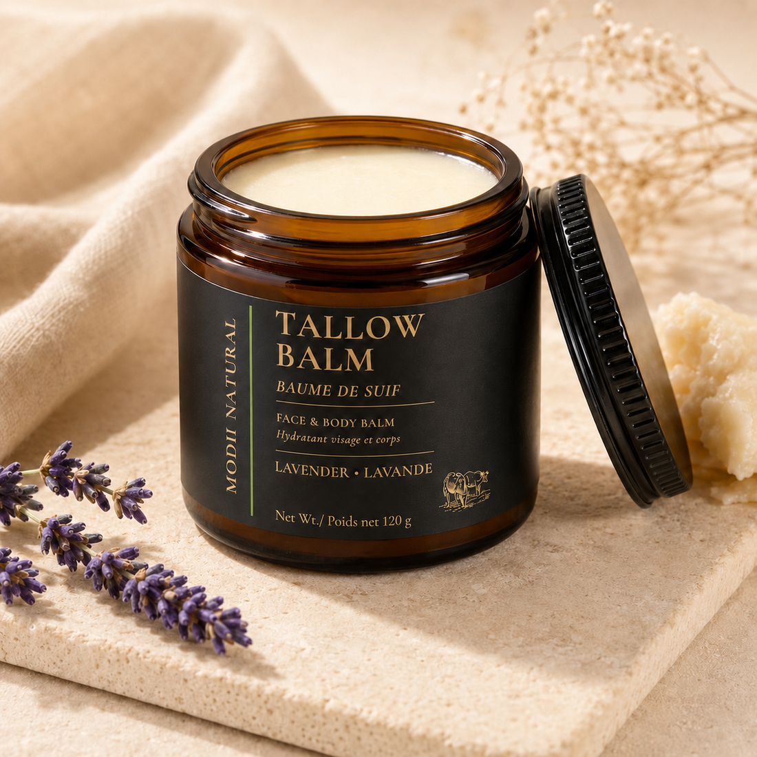MODII Natural handmade lavender tallow balm 120g jar