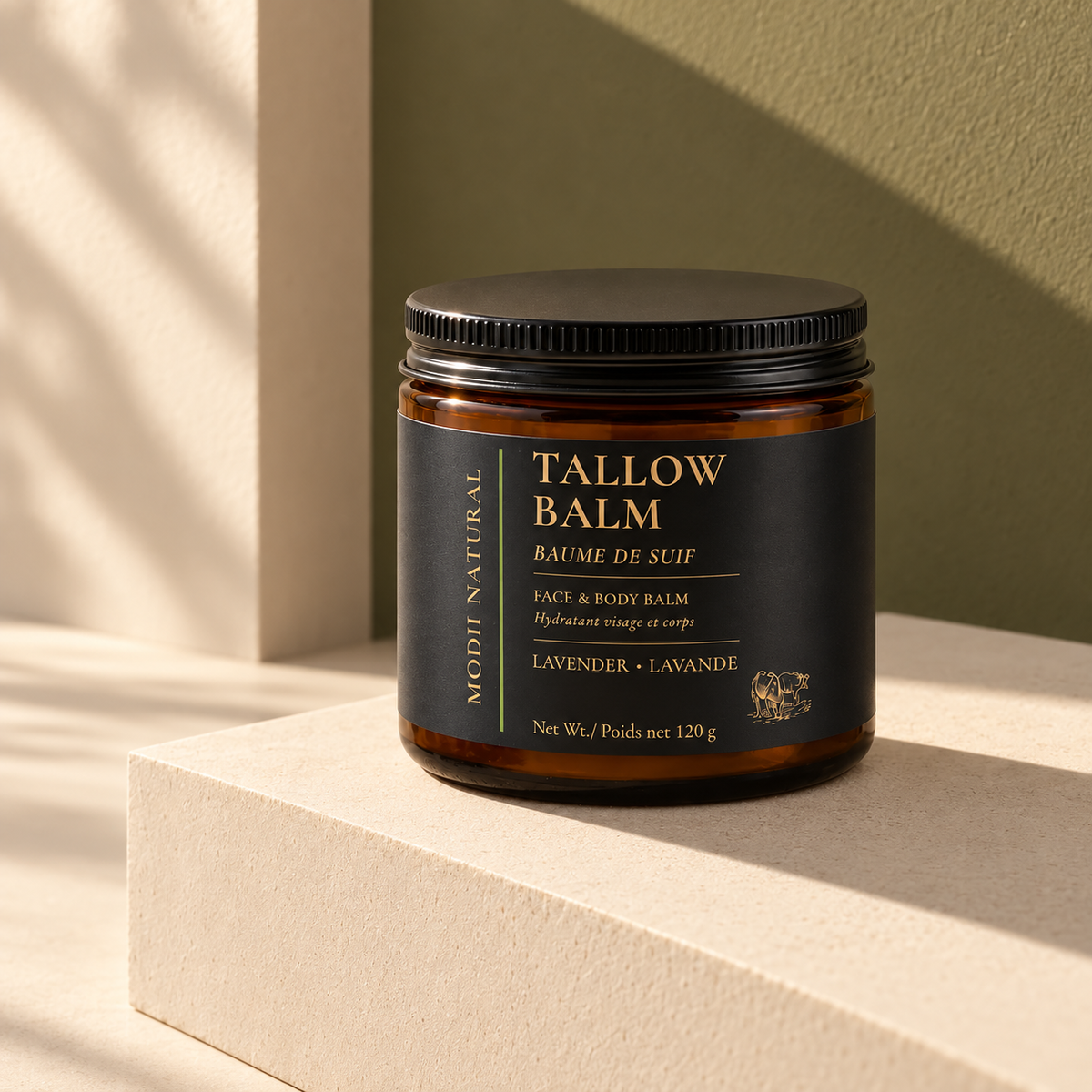 MODII Natural Lavender Tallow Balm — full product and packaging