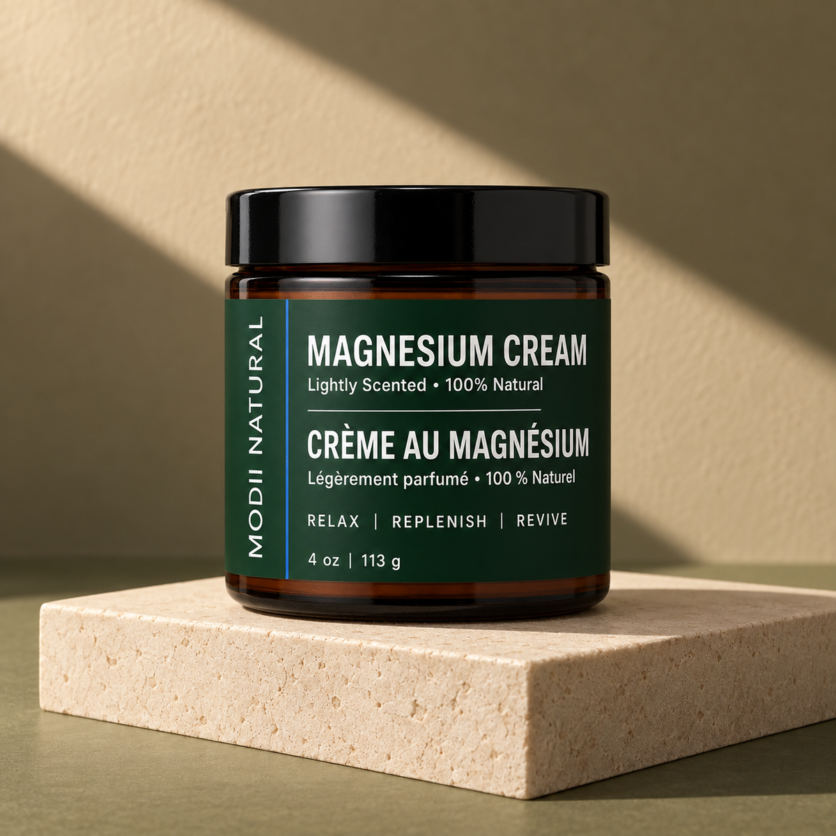 MODII Natural Magnesium Body Cream, Lemongrass - 113g — full product and packaging