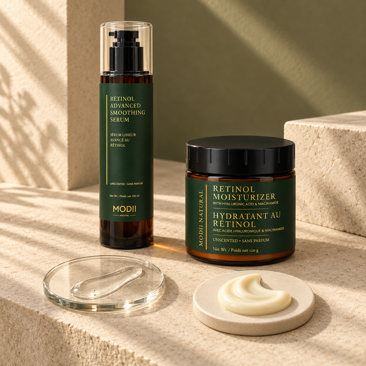 MODII Natural Retinol Renewal Duo – Advanced Smoothing Serum & Retinol Face Moisturizer — product texture detail