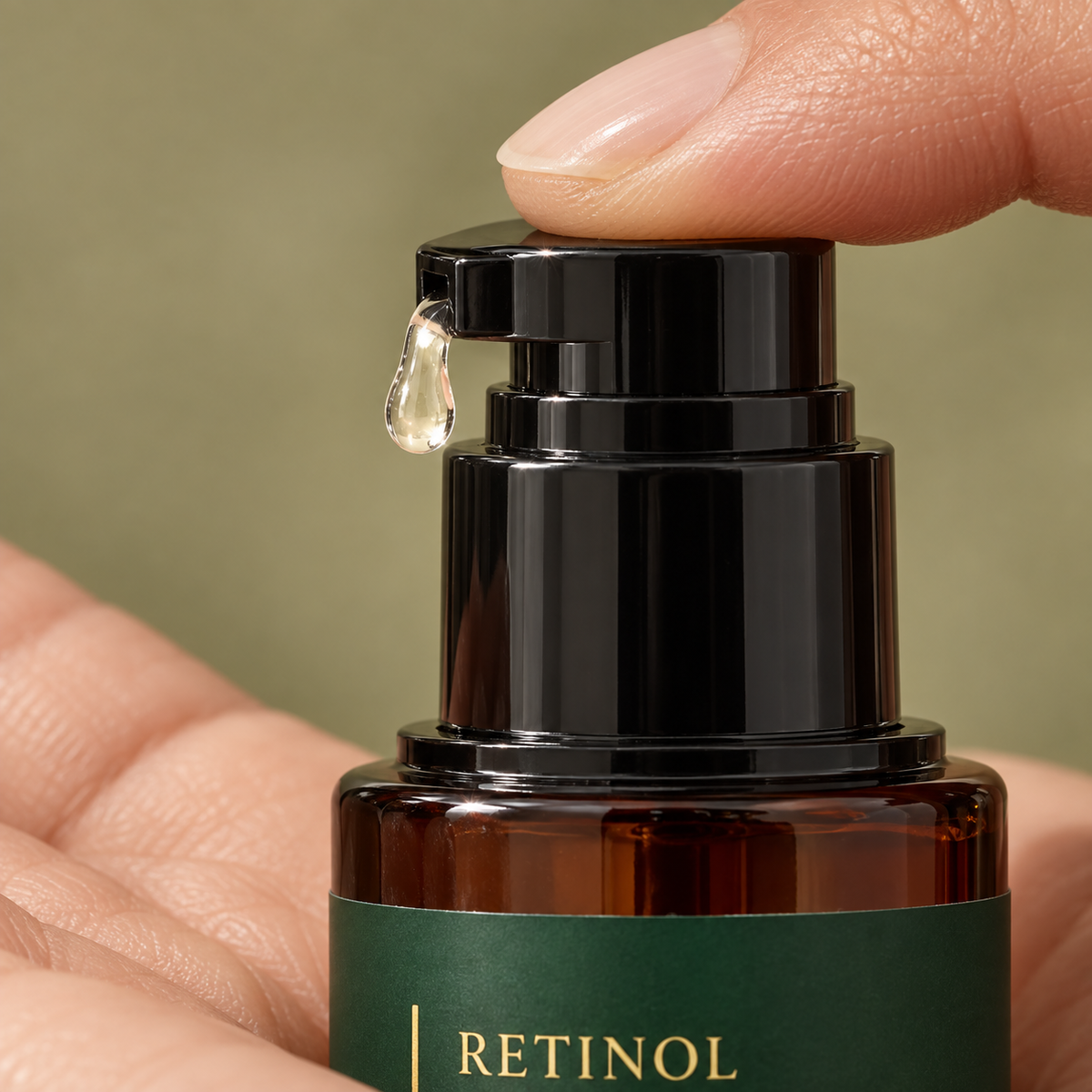 MODII Natural Retinol Advanced Smoothing Serum - 120ml — close view of the serum pump dispensing clear gel