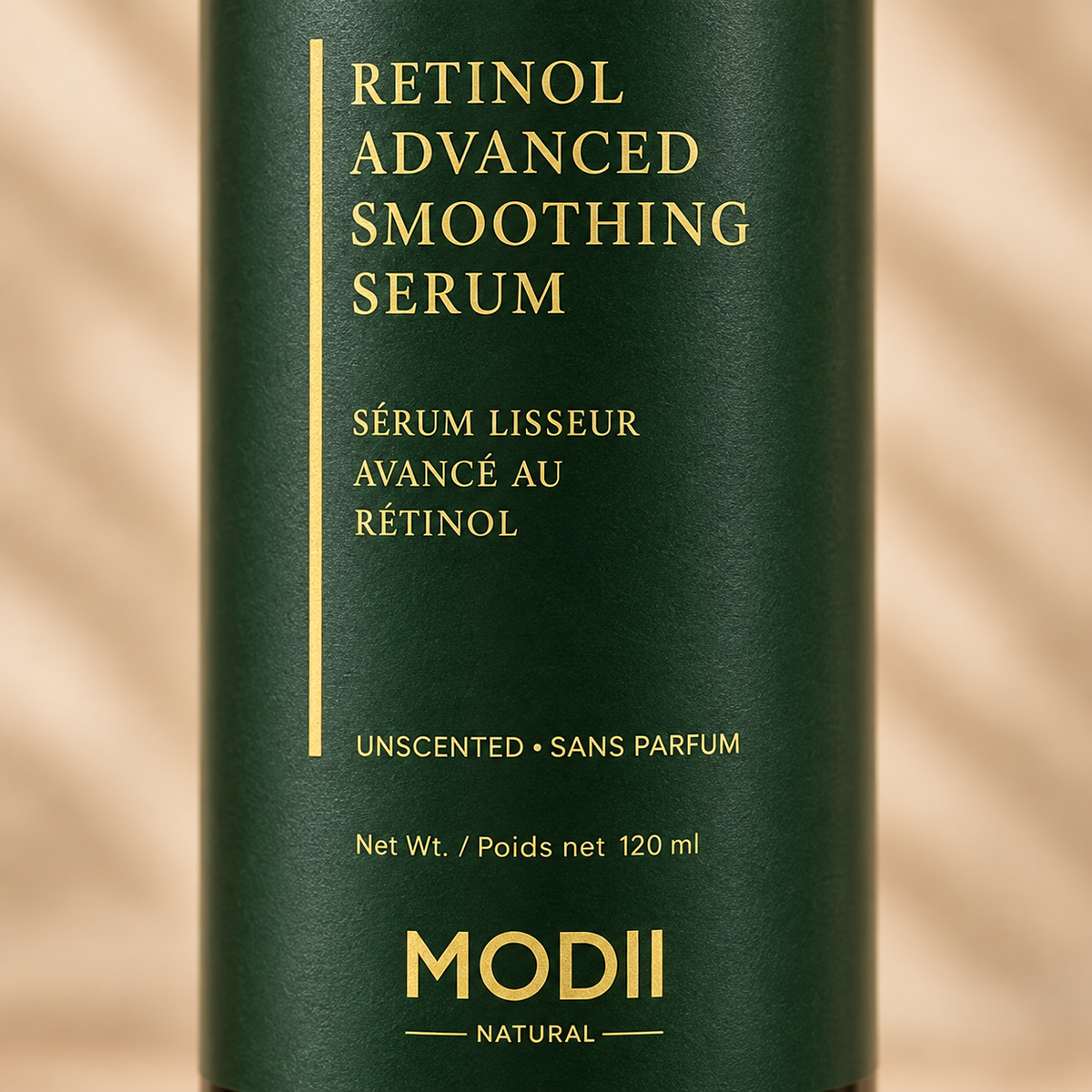 MODII Natural Retinol Advanced Smoothing Serum - 120ml — close view of the front label