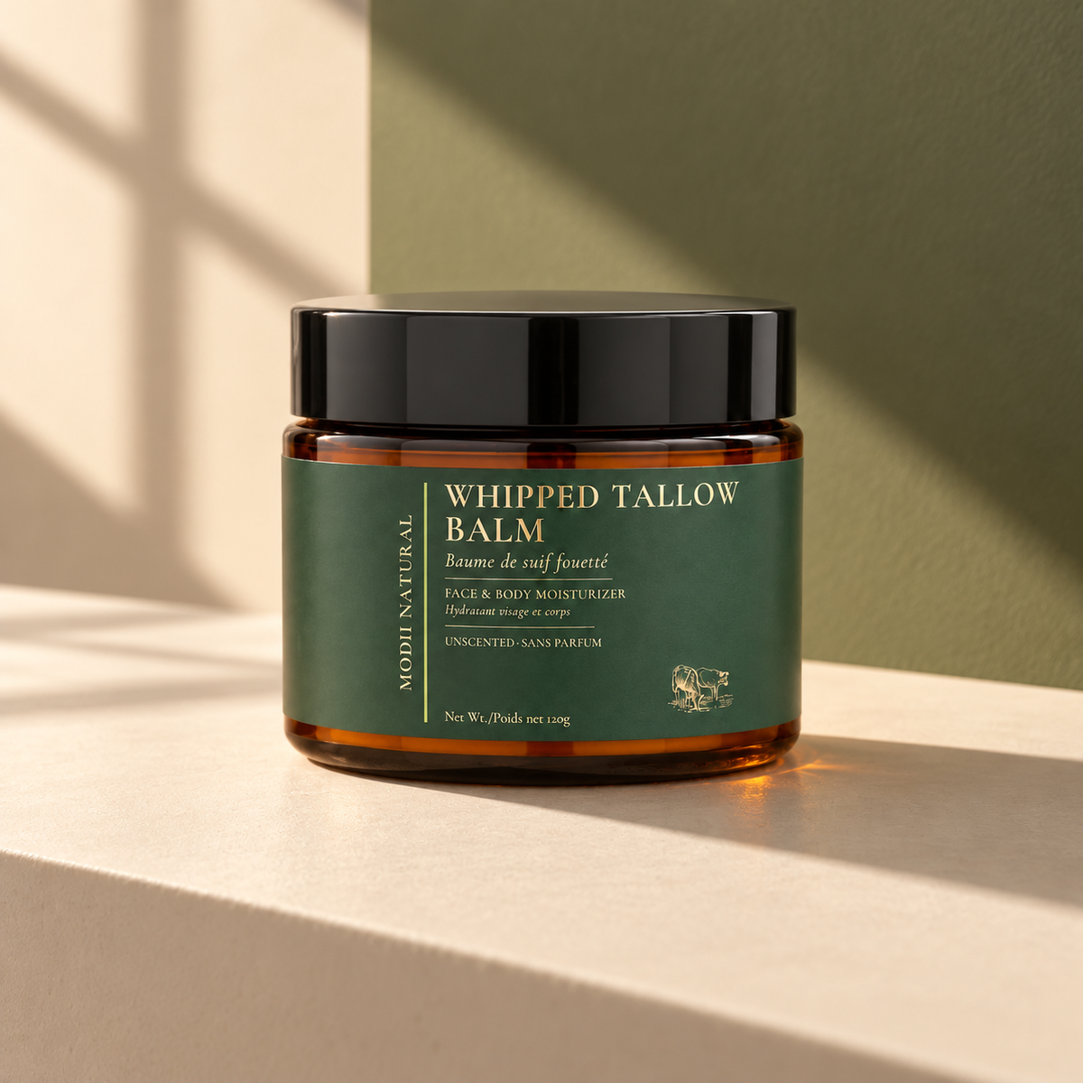 MODII Natural Whipped Tallow Balm - 120g — full product and packaging